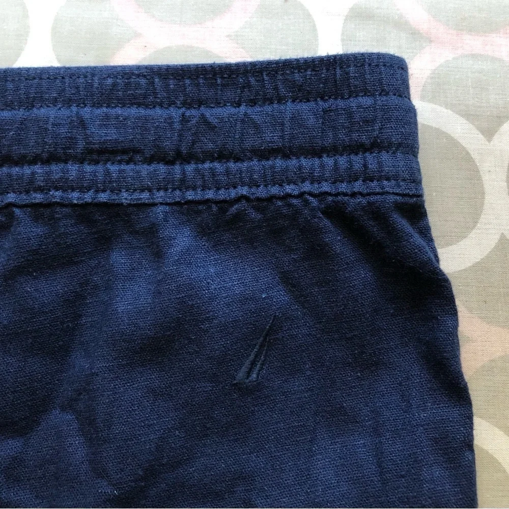 Nautica Women's Linen Blend Pull-On Navy Drawstring Casual Shorts size XL